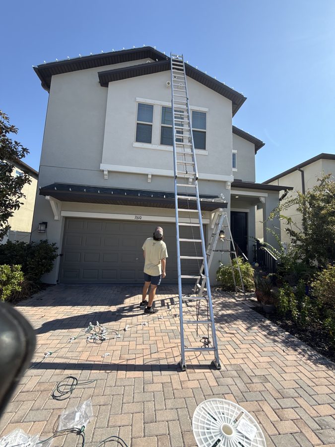 Roofline clip installation in progress
